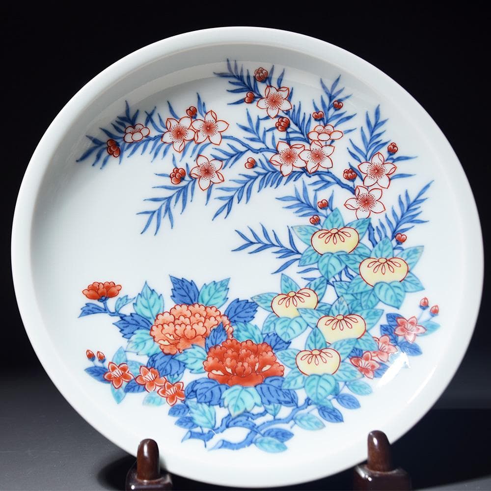 有田焼 色鍋島 人間国宝 十三代 今泉今右衛門 飾り皿 絵皿 骨董品 和食器