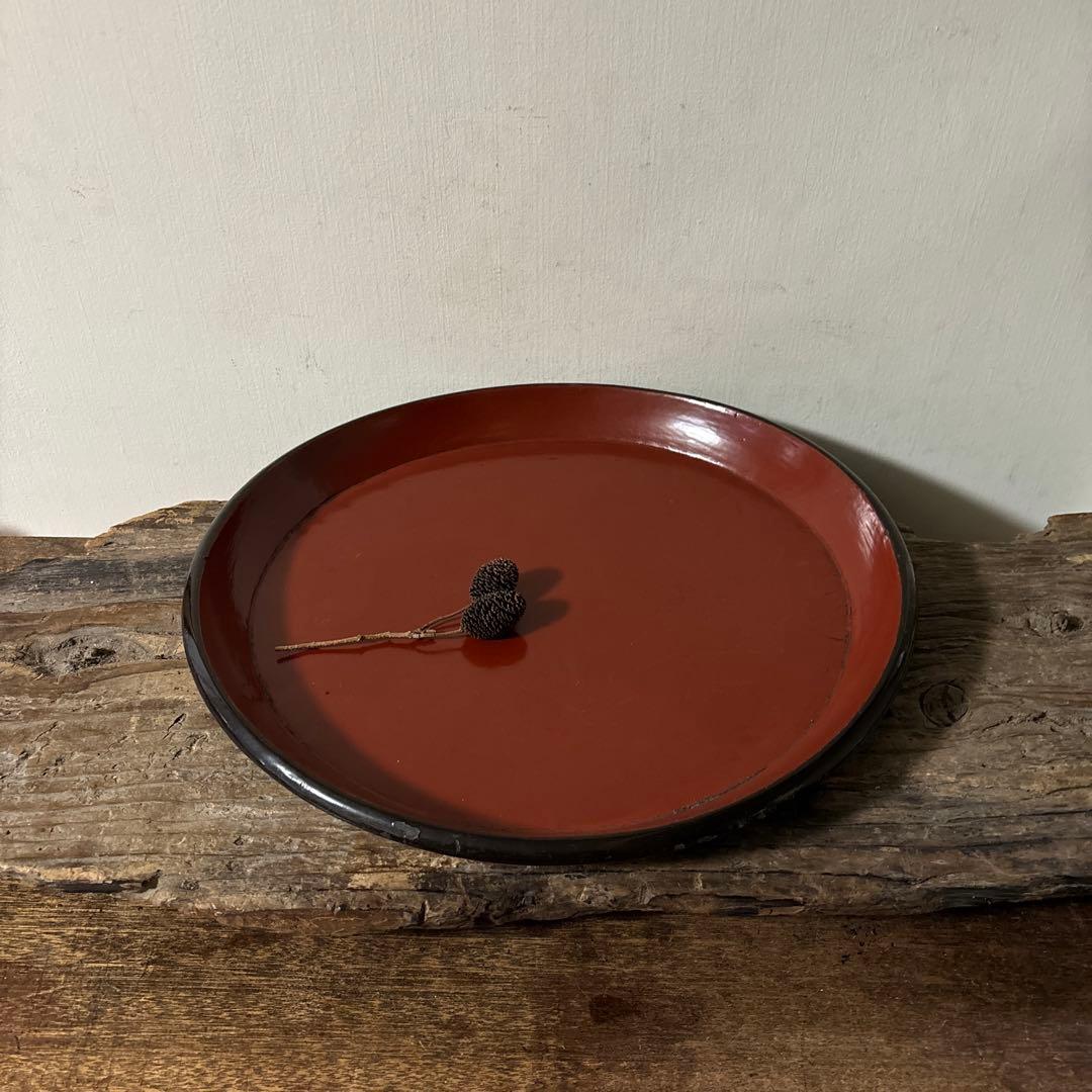 朱塗盆 古民芸 その2 トレイ 根来 古道具 アンティーク 検:李朝 白洲