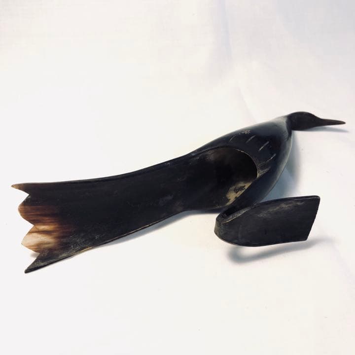 激レア19世期フランスアンティーク手彫牛角鳥のオブジェ