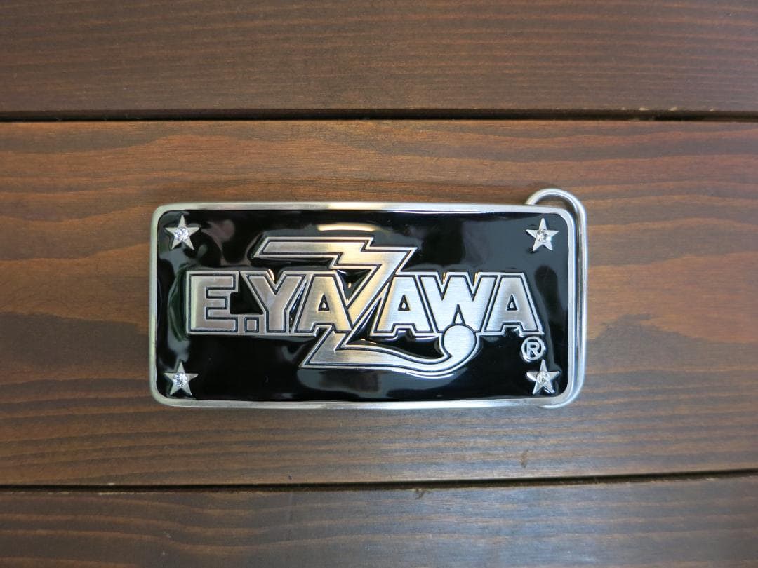 矢沢永吉さん　E.YAZAWA バックル 黒/銀 矢沢永吉E翼バックル｜矢沢永吉 バックル 希少】YAZAWA ベルトバックル