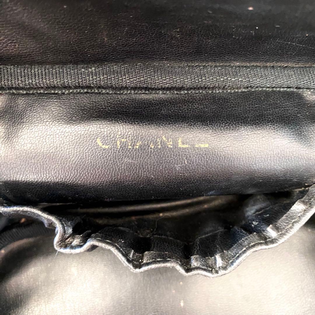 CHANEL バニティバッグ ポーチ シリアルナンバー有り キャビアスキン 黒