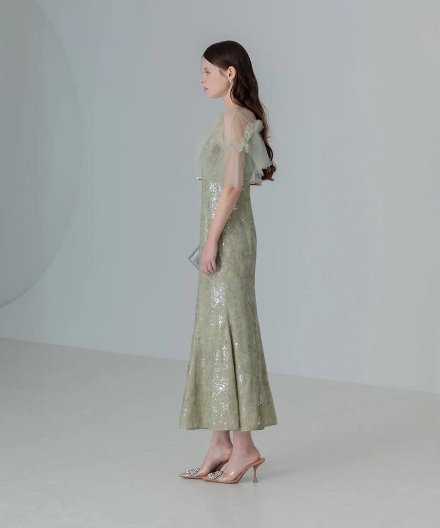 【極美品】Leja チュールフリルボレロペイントマーメイドワンピースドレス