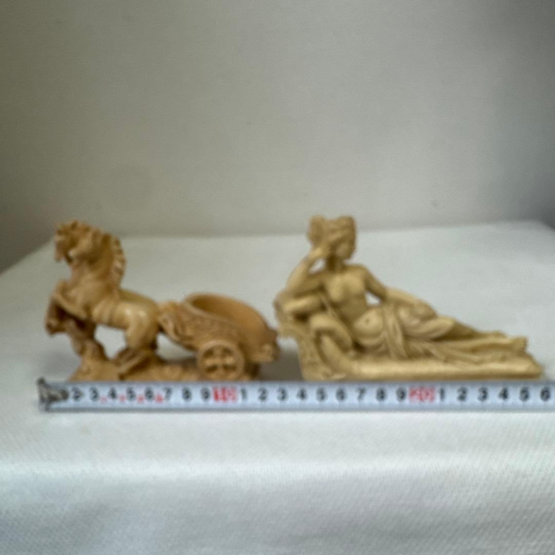 ギリシャ古代裸のりんごを持つ女性 馬の二輪車 2個セット イタリア