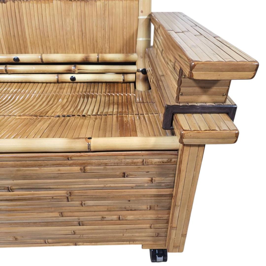 梅里竹芸 ソファ 竹製 健康椅子 長椅子 竹家具 キャスター付き 和風 1掛け