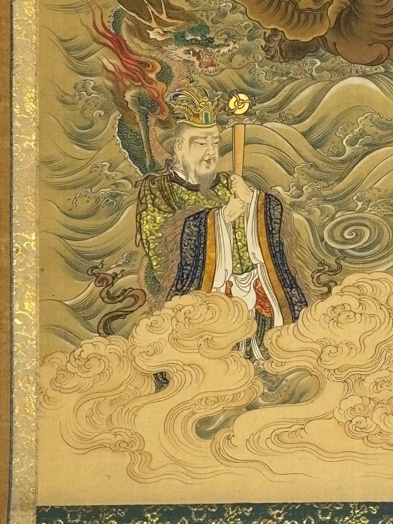 「極彩色木版 水天図」木版画 掛軸 1幅|仏教美術 仏画 江戸時代 真言宗