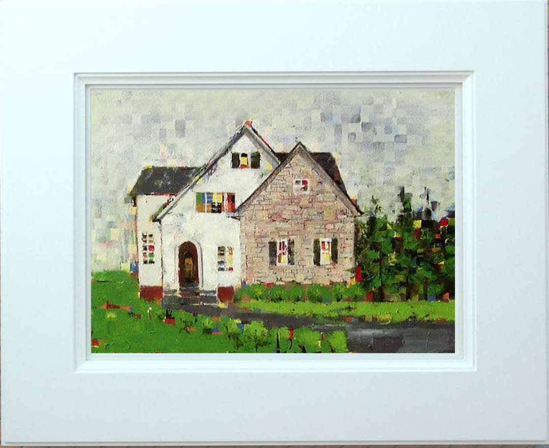 油絵 菅家令子 絵 絵画 インテリア 額付(黒) uF6-062303 風景