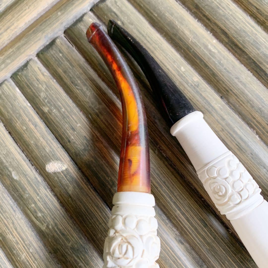 メシャムパイプ全長約30cmのメシャムパイプと2つセット海泡石製