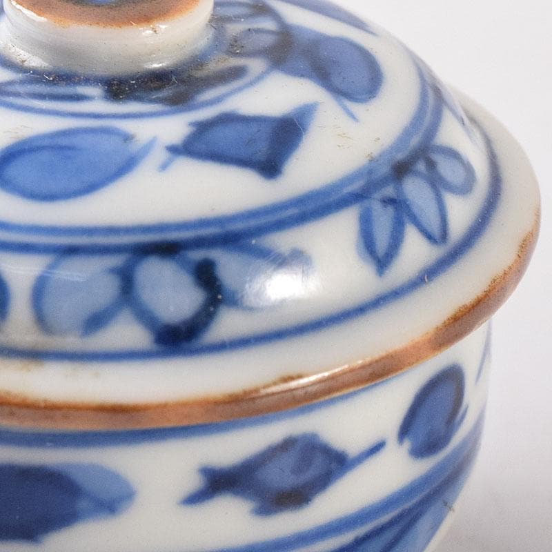 中国 新渡青花 花文 蓋壺 小壷 スンコロク 宋胡録 時代箱