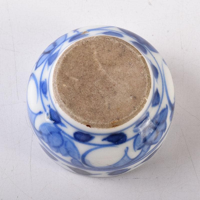 中国 新渡青花 花文 蓋壺 小壷 スンコロク 宋胡録 時代箱