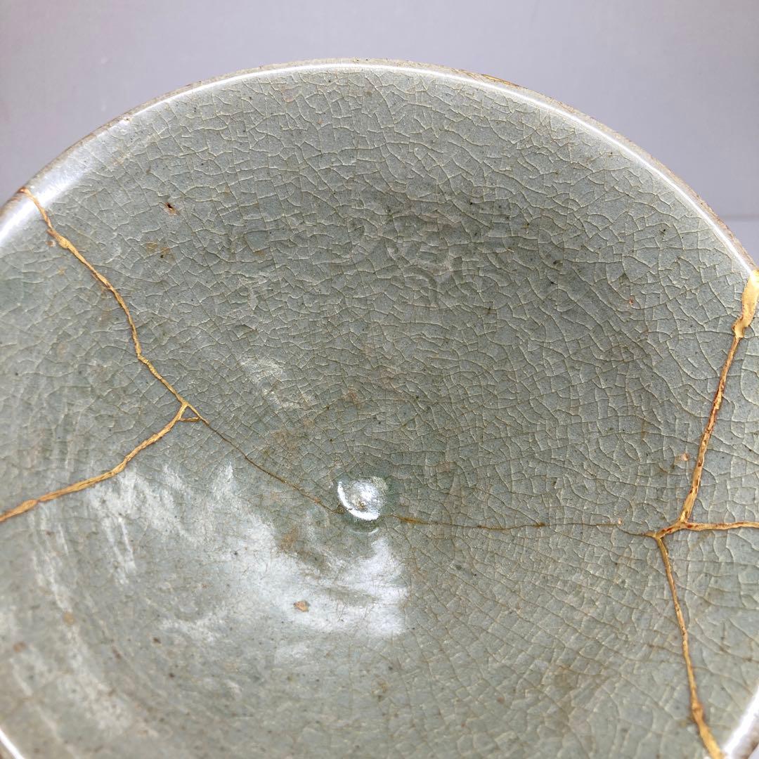 16世紀 高麗青磁陽刻文 幅約16.2㎝ タエオ 東さ7-0331①