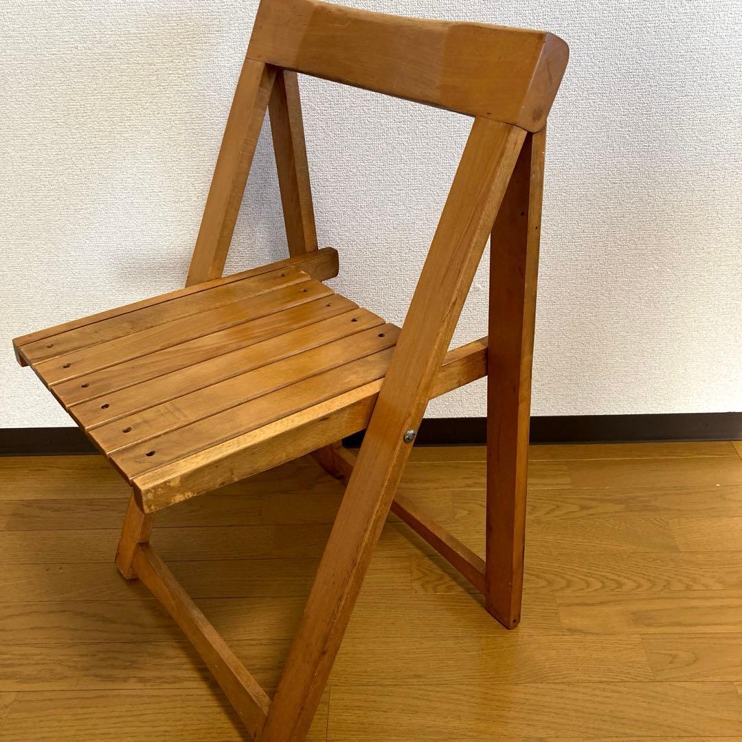 フォールディングチェア 折りたたみ椅子 木製 アンティーク4脚セット