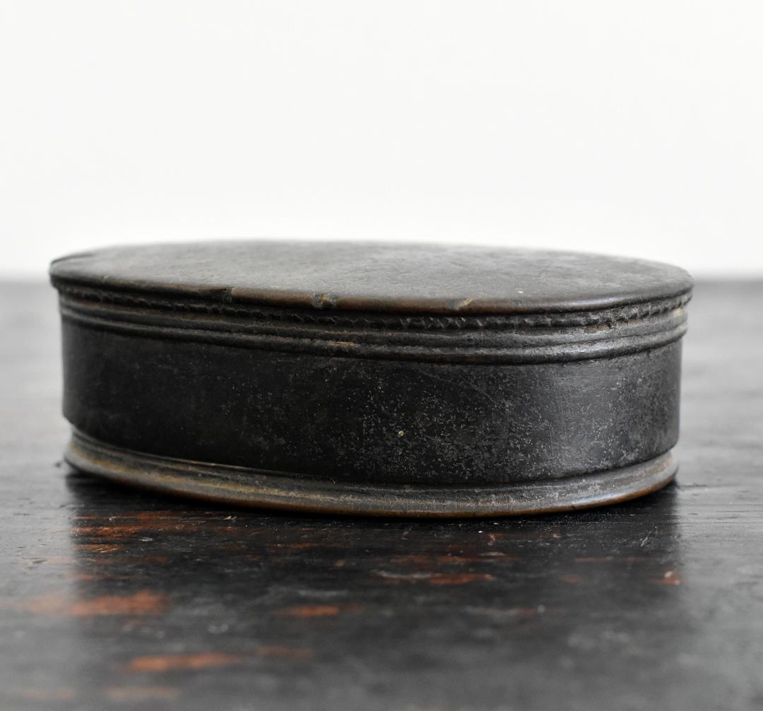 タイ北部ラーンナー美術 19世紀 青銅製 蓋付蒟醤容器 ケース/古銅/民藝/民芸