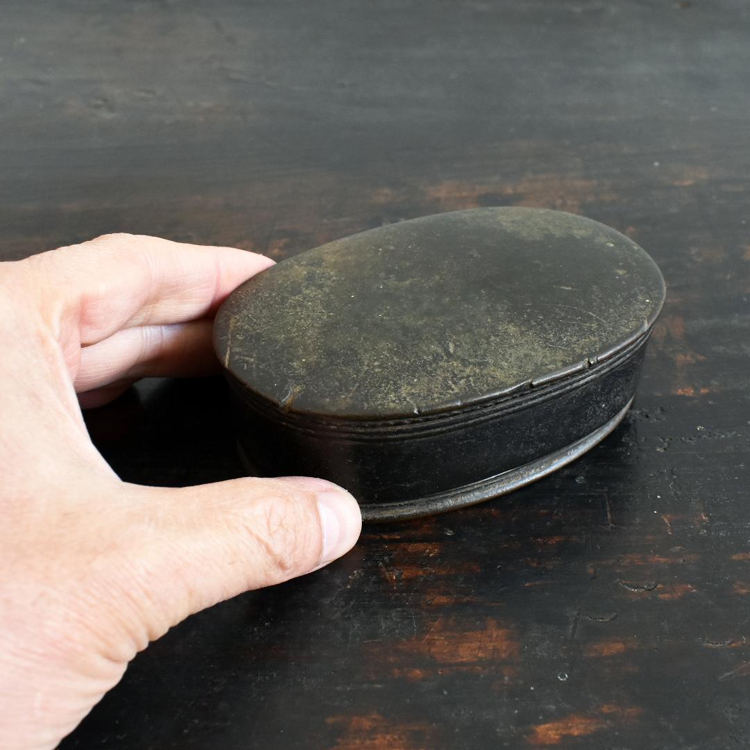 タイ北部ラーンナー美術 19世紀 青銅製 蓋付蒟醤容器 ケース/古銅/民藝/民芸