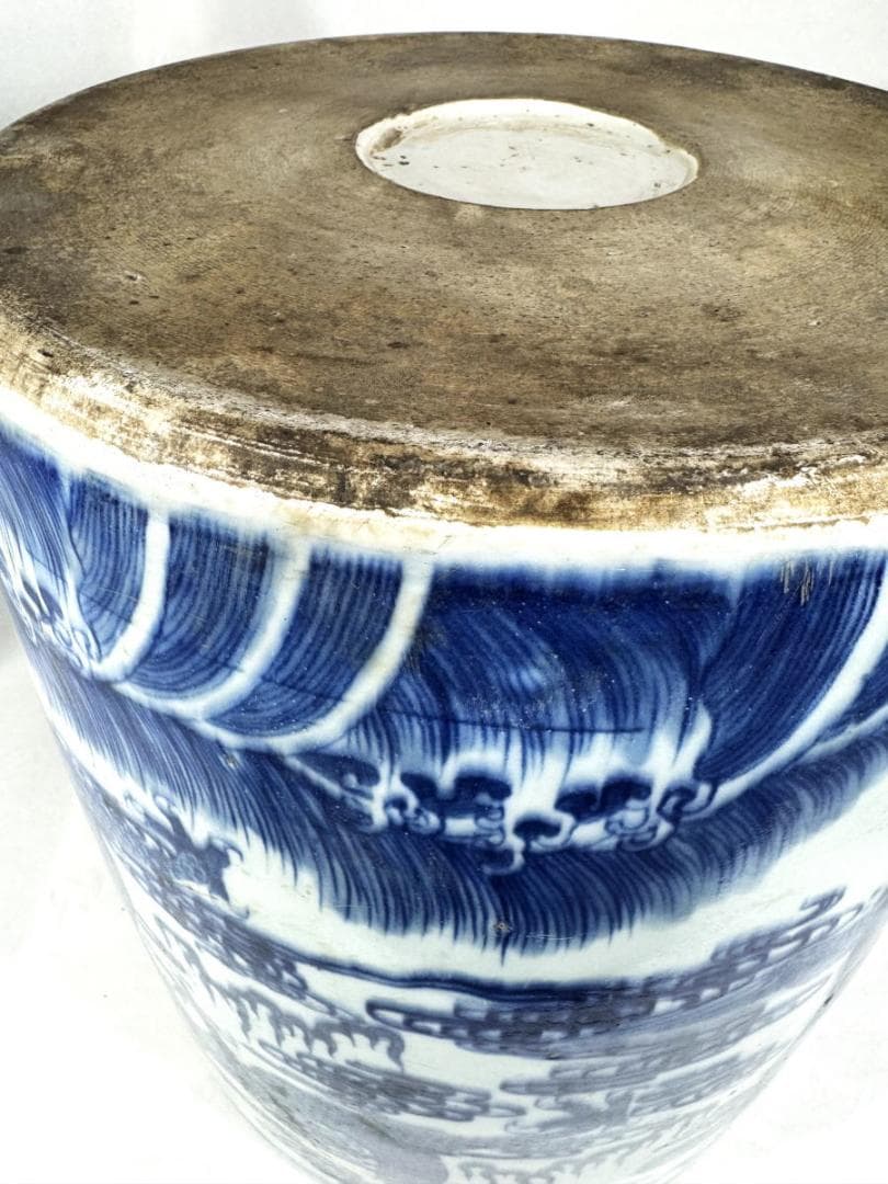 明時代 雙龍雙鳳凰鯉筆巻大鉢 約10.3kg 伝世品焼物 青花 WWTT014