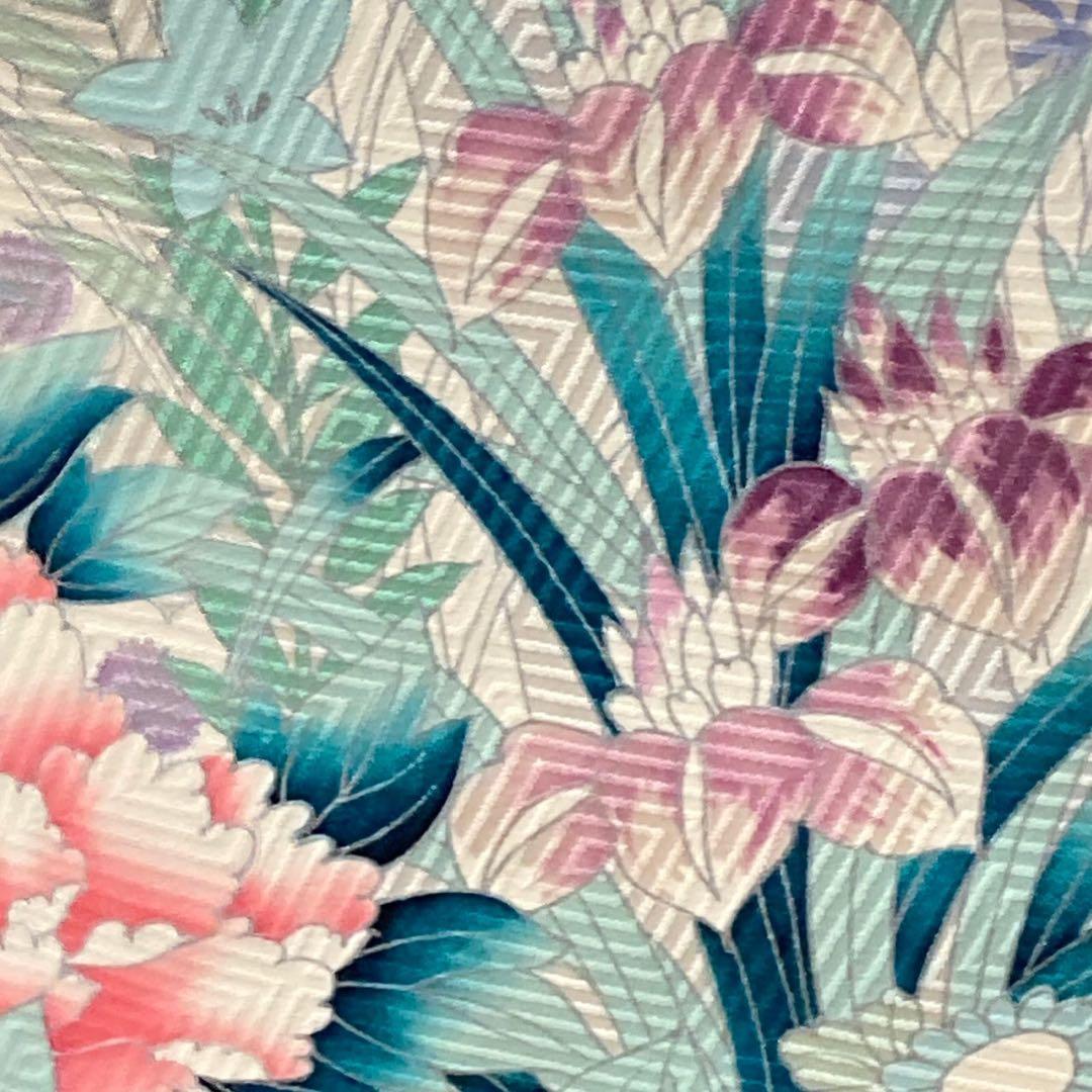 9772］振袖 4点セット 牡丹草花 逸品 白 成人式 卒業式 正絹 着物 袷