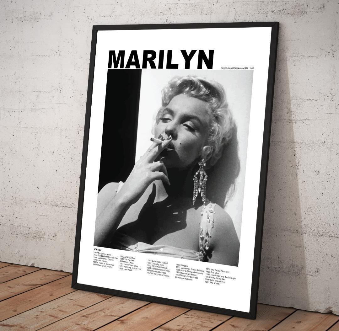 映画 ポスター 【 マリリンモンロー 】モノクロアート フレーム付 A4