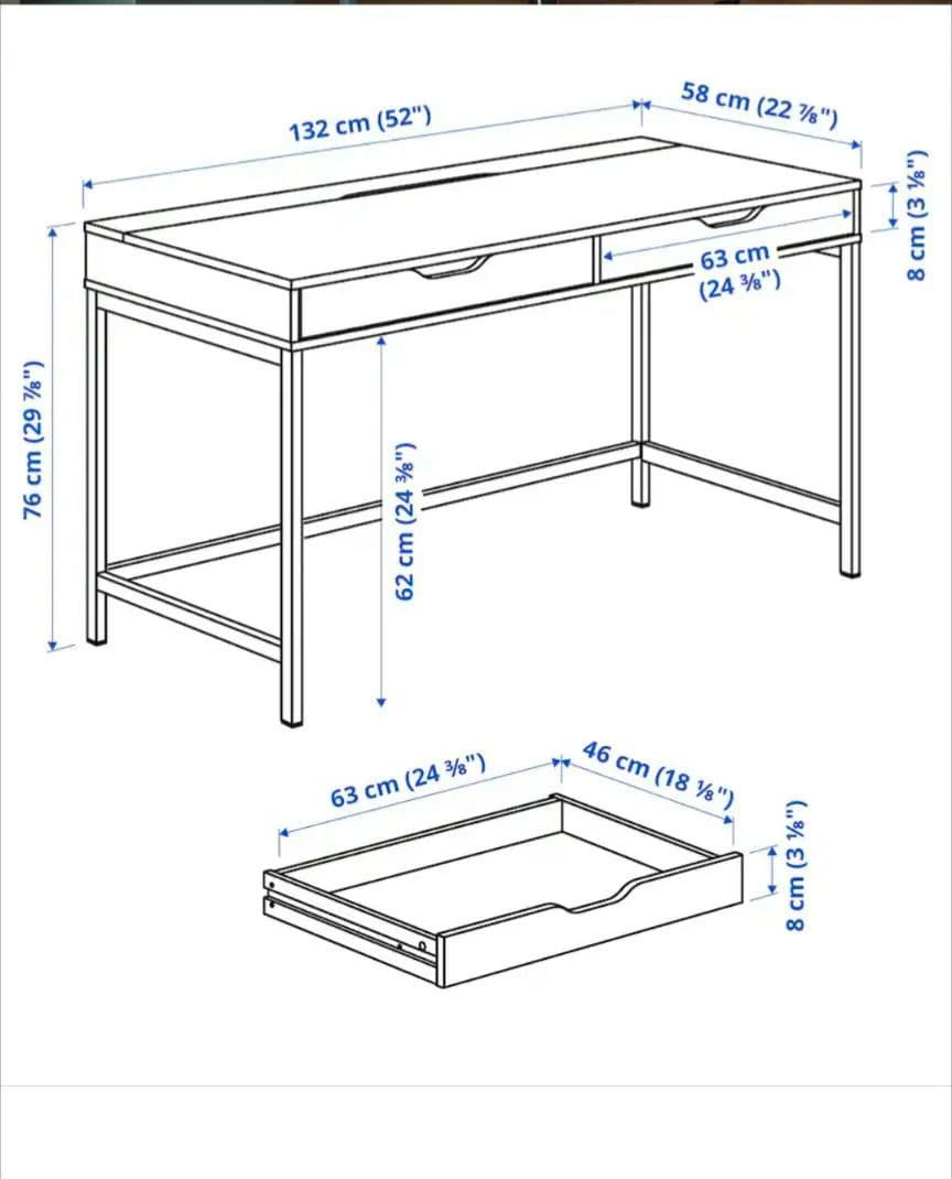 【配送不可、現地引取のみ】IKEA デスク ALEX グレーターコイズ