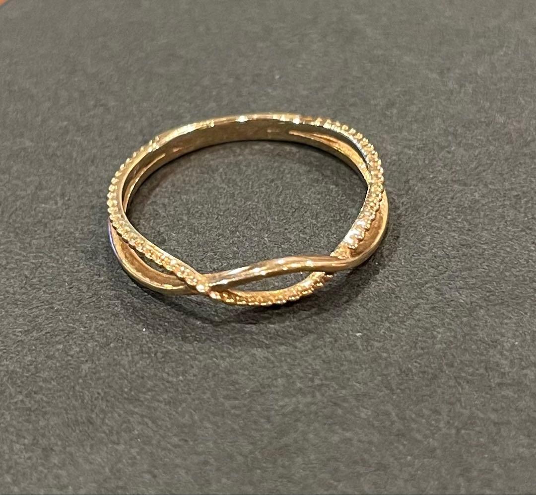 K10 シンプル クロスライン レイヤードリング