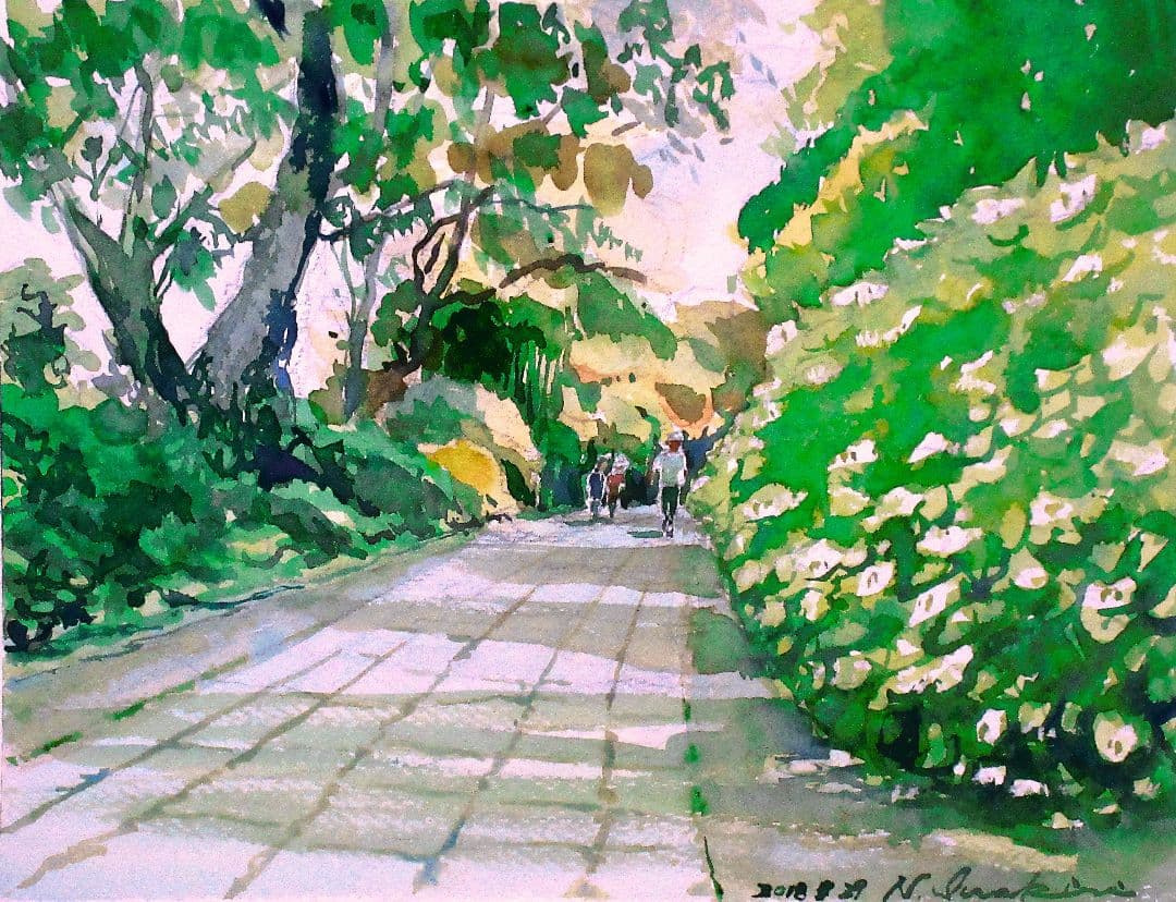 水彩画「紫陽花の咲く頃」