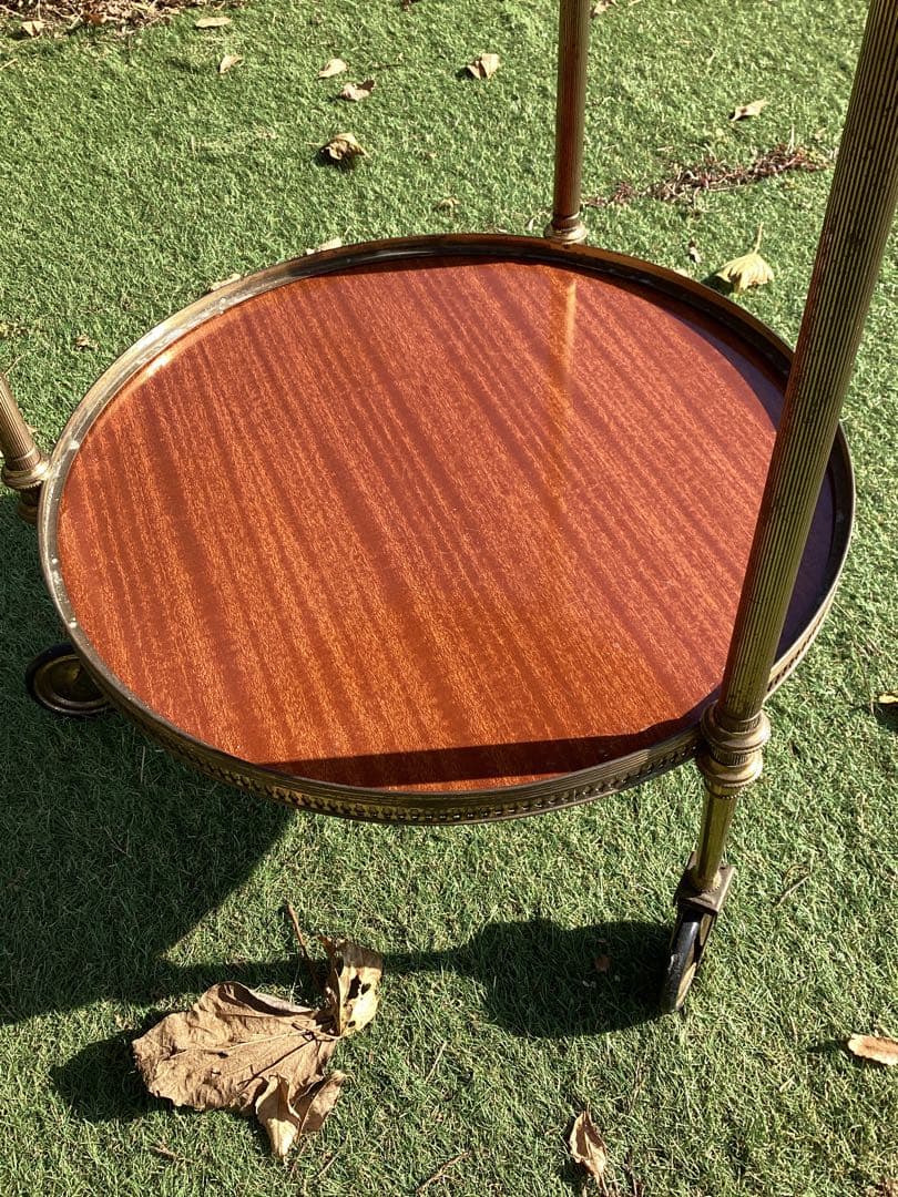 フレンチアンティーク 木象嵌 オルモル装飾 ピアキャビネット 鍵付き