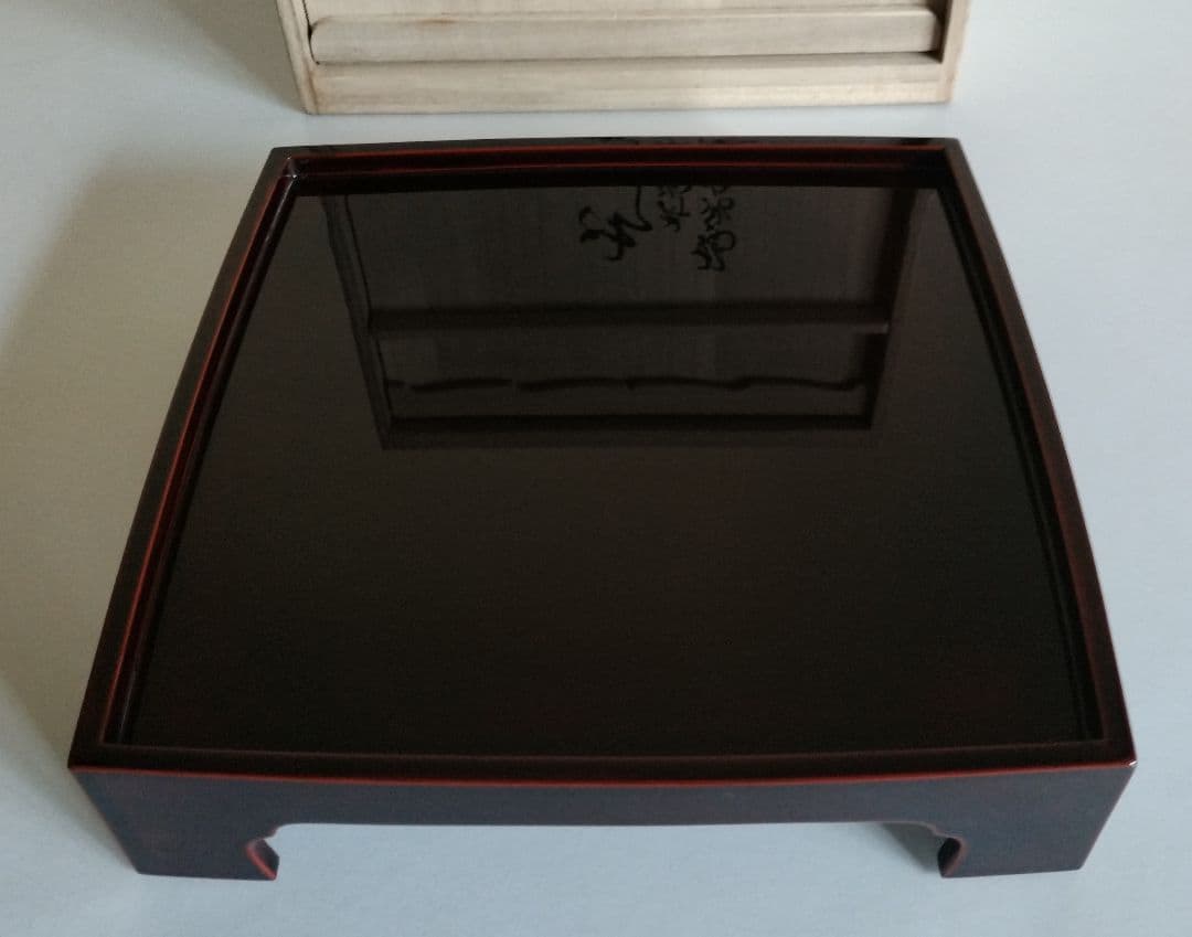 輪島塗 蒔絵六瓢の図 胴張三段重 重台付き 作家もの