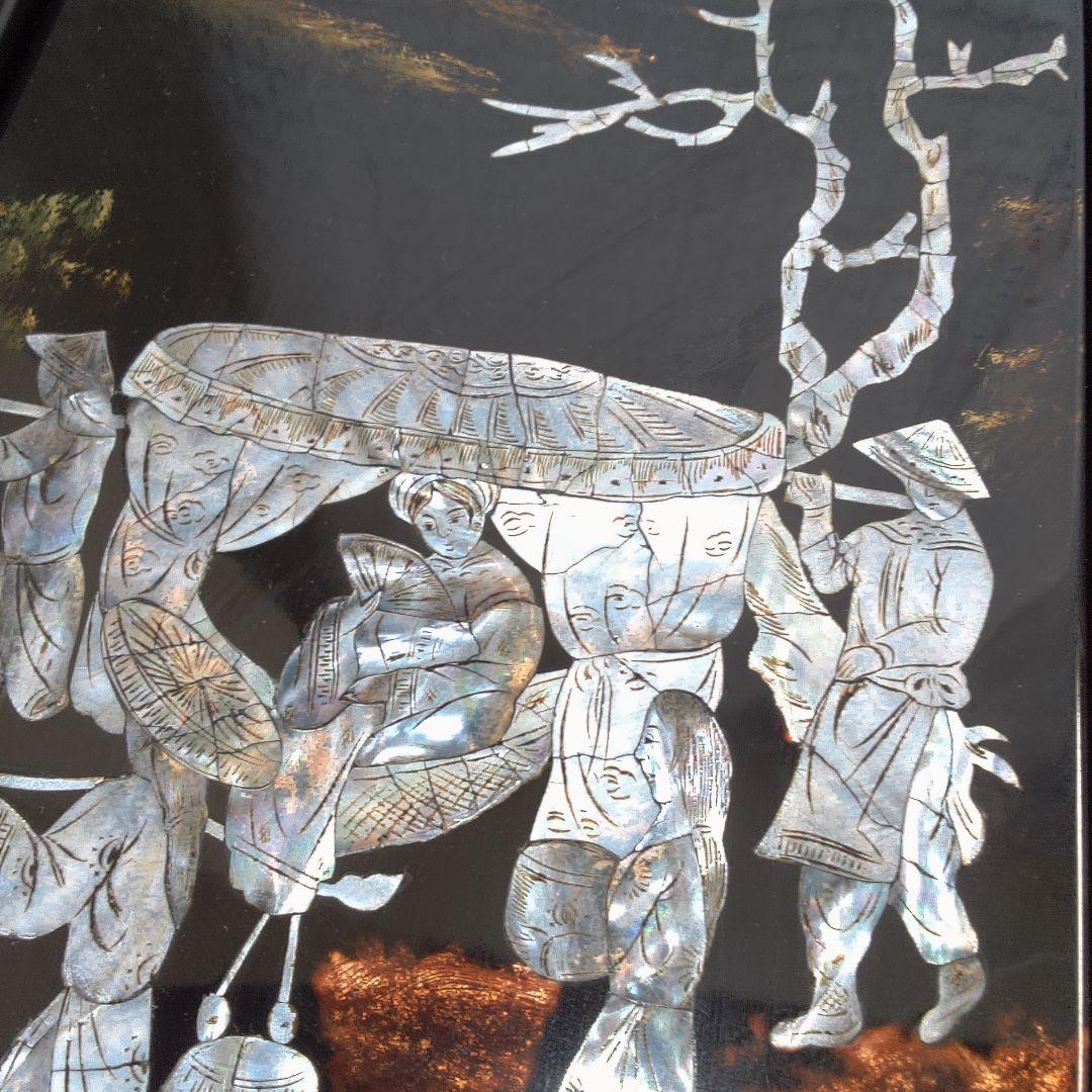 骨董4手彫り漆器 伝統的農村風景 4枚セット - メルカリ