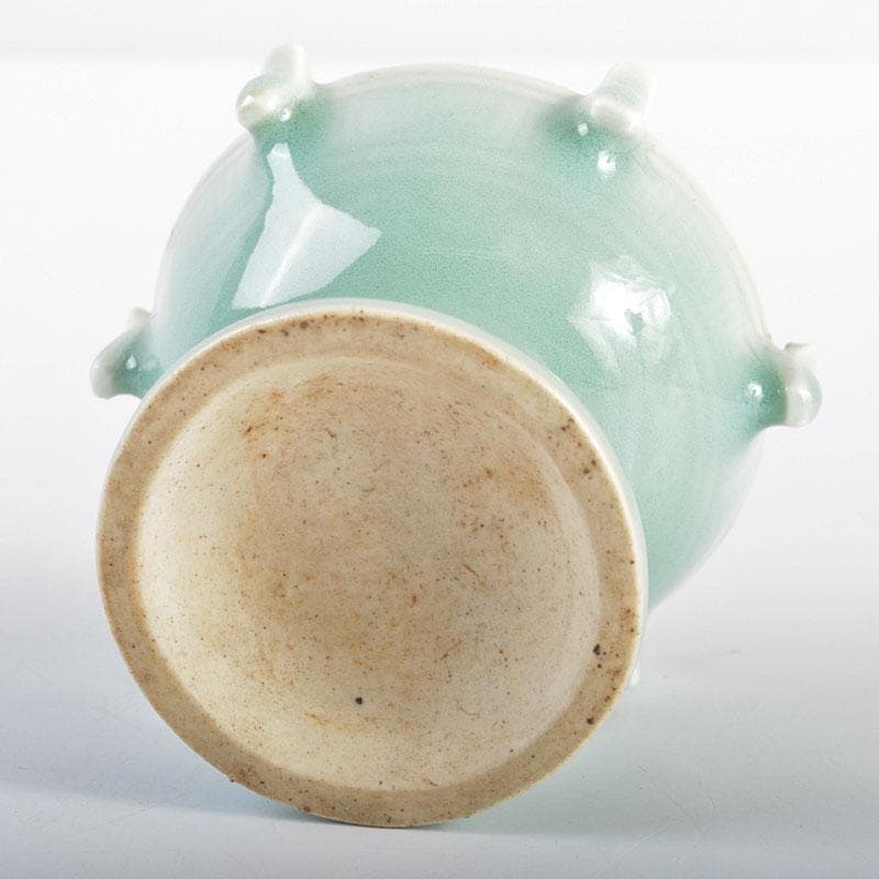 中国　高麗青磁　雷文　香炉　透かし火屋　時代箱付　V　R4587