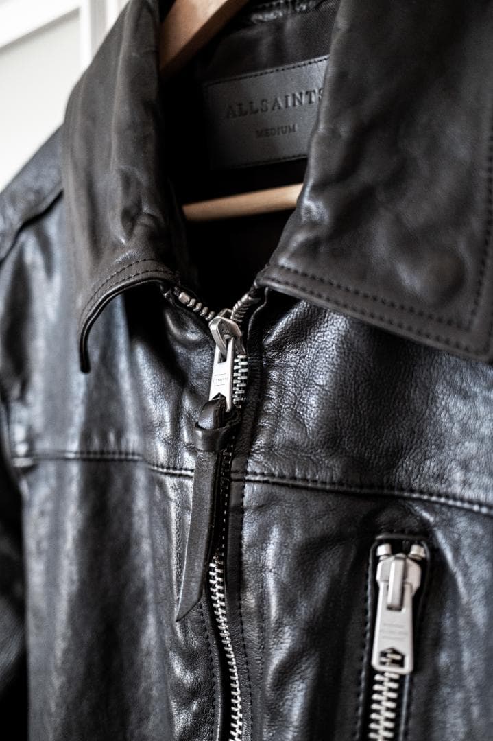 ALLSAINTS ブラック シングルライダースジャケット レザージャケット