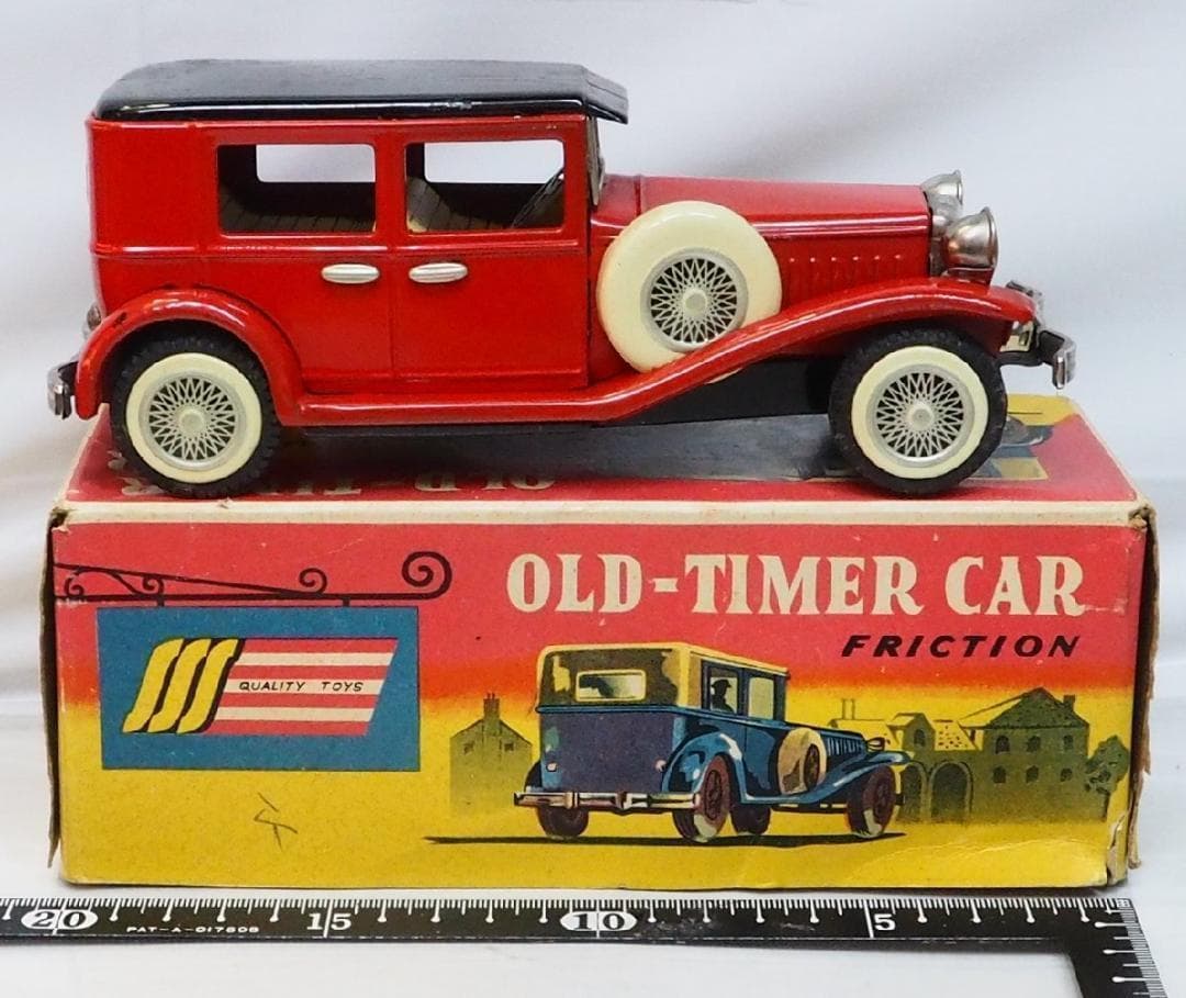 SSS【オールドタイマー セダン赤S-1209】ブリキtin toy car箱付