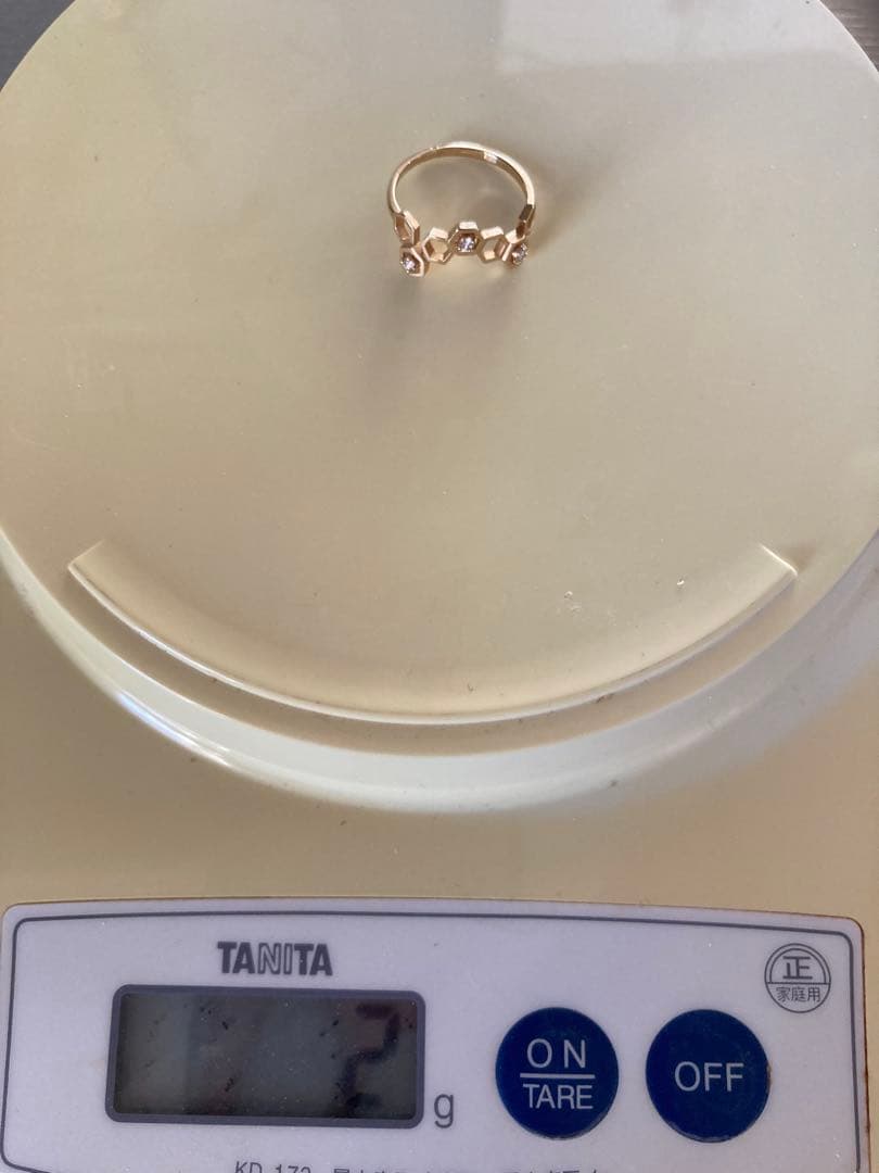 K18 ハニカム模様ダイヤモンドリング　蜂の巣　TSUTSUMI 個性的指輪