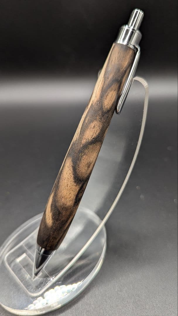 392ペン工房翌檜 極上 黒柿孔雀杢 木軸シャーペン ボールペン