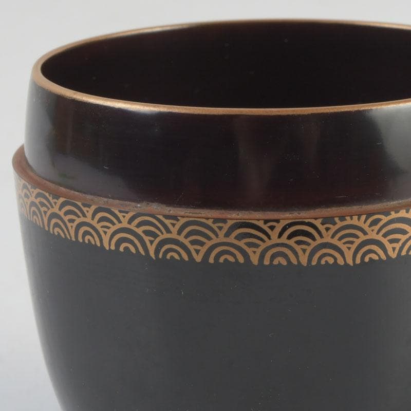 茶道具 黒漆 鶴蒔絵 中棗 共箱 V 9690