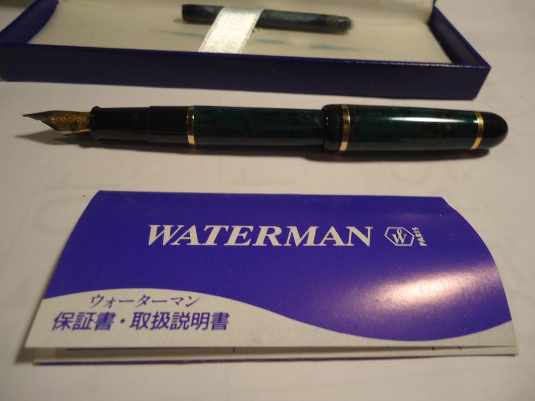 WATERMAN 万年筆 緑黒色 ケース付き - メルカリ