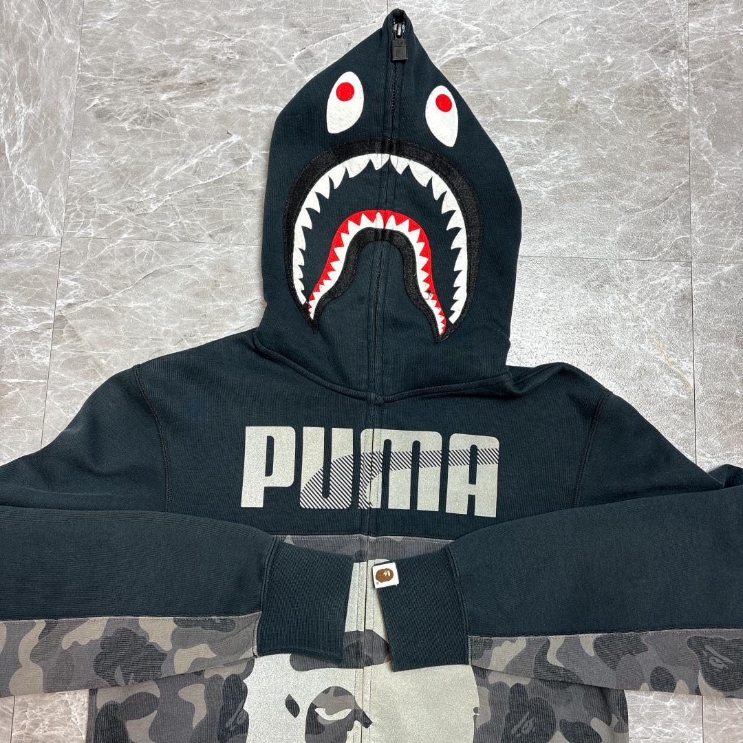 希少 APE PUMA シャークパーカー フーディー カモ 迷彩 XS ブラック