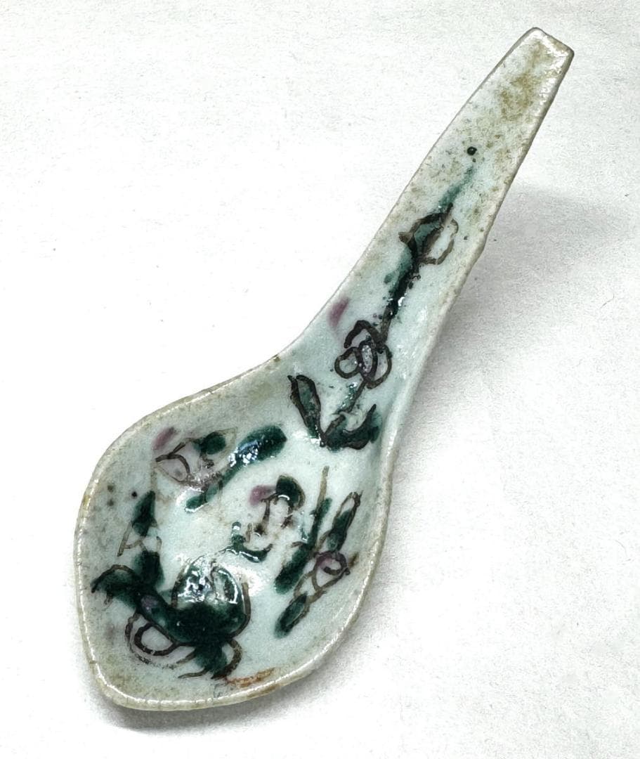 清 同治時代 粉彩花卉紋レンゲ 6個 歴史唐物 琺瑯彩 伝