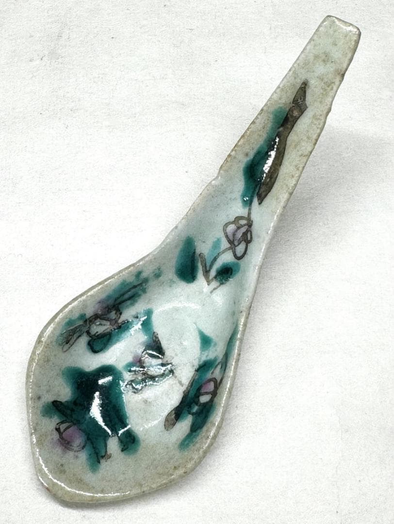 清 同治時代 粉彩花卉紋レンゲ 6個 歴史唐物 琺瑯彩 伝