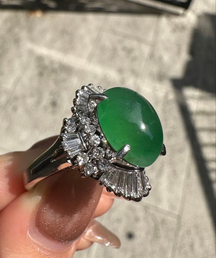 ひすい　ダイヤ　指輪　プラチナ　Pt