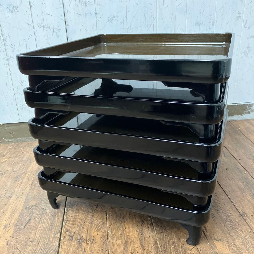 D-4 ② 昭和レトロ 会議膳 膳 御膳5客セット セット売り 四角形 正方形