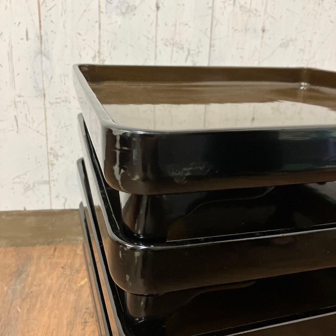 D-4 ② 昭和レトロ 会議膳 膳 御膳5客セット セット売り 四角形 正方形