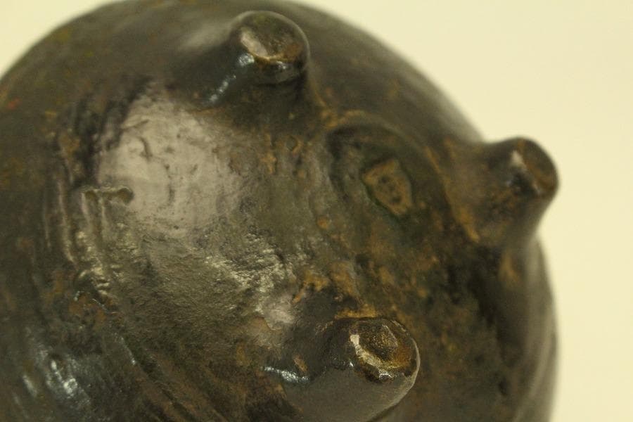 古銅 獅子蓋 香炉 時代物(A975)