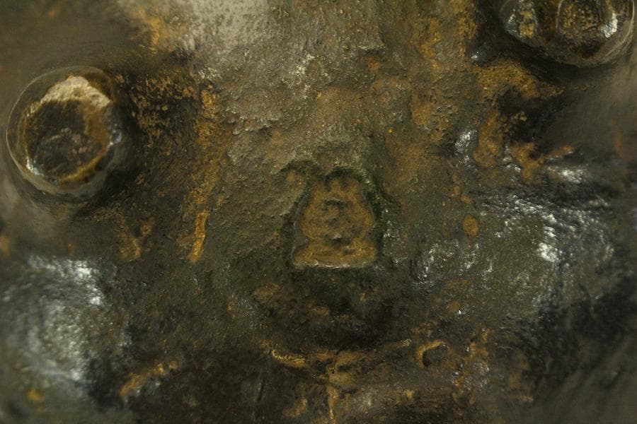 古銅 獅子蓋 香炉 時代物(A975)