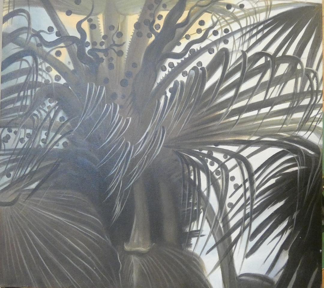 油彩画 田中一村 「 奄美の杜」サイン F8 額装済み 肉筆手描き