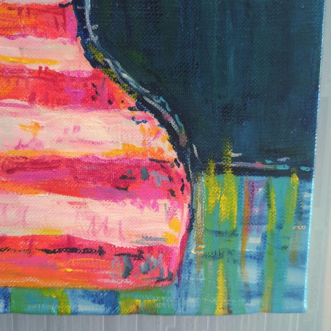 キャンバス油絵 専用 花瓶に入れた二輪のお花