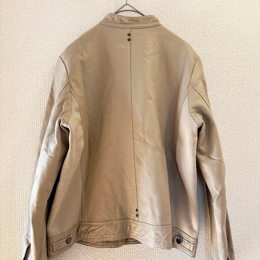 アーバンリサーチ》ライダース レザージャケット ベージュ グレージュ