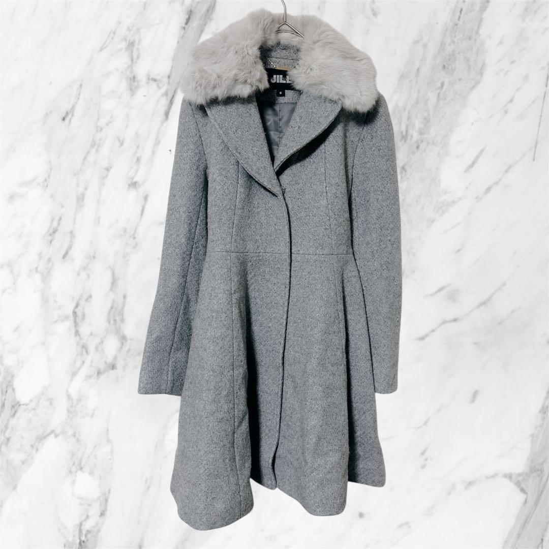 JILLSTUAR T ジルバイジルスチュアート ロングコート グレー ファー
