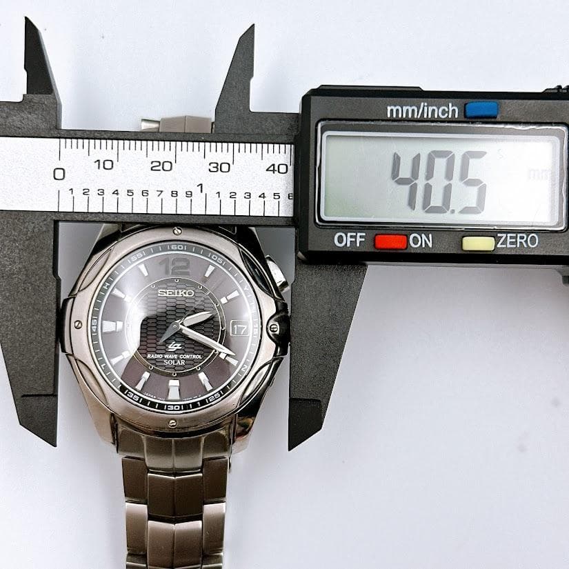 美品 セイコー イグニッション ソーラー電波 デイト メンズ腕時計 動作良好