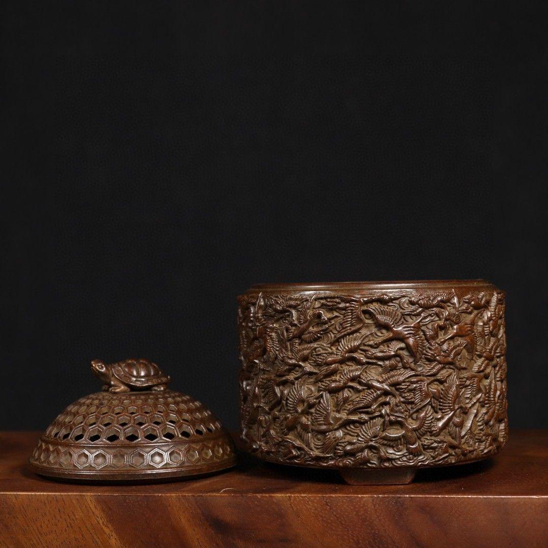 銅 細工 千鶴香炉 香塔 香道具 香薫炉工芸品 美術品 置物