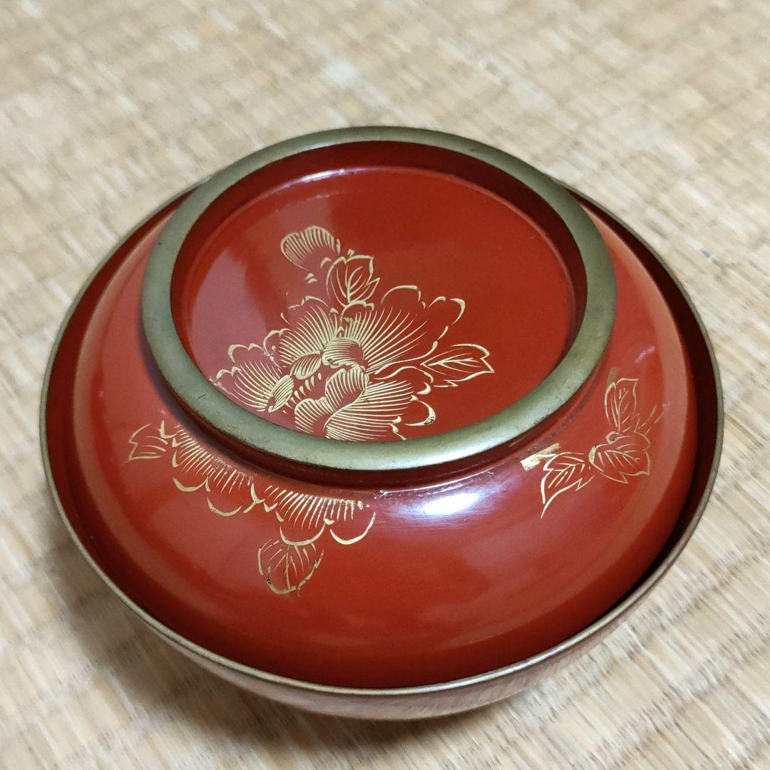 R》時代 朱塗 図変わり蒔絵 菓子椀20客 木製漆器 木箱（