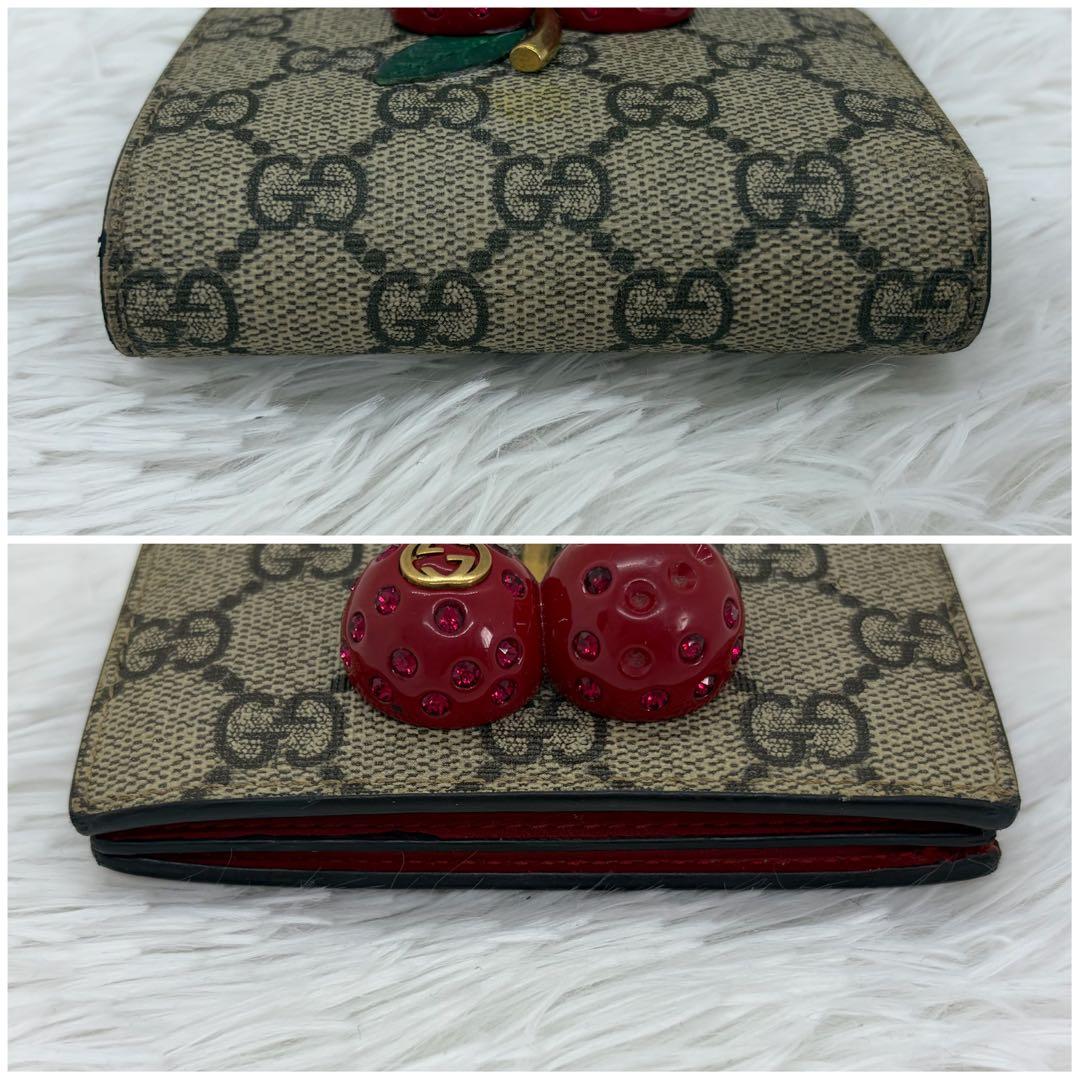 美品✨️グッチ 二つ折り財布 チェリー さくらんぼ PVC GG スプリーム