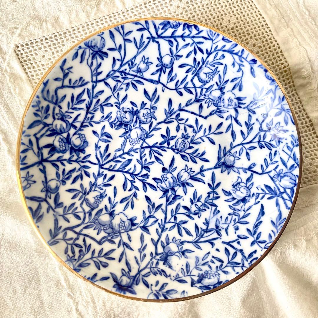 ざくろ柄カップ&ソーサー①マーストリヒト ブルー オランダ検フランス